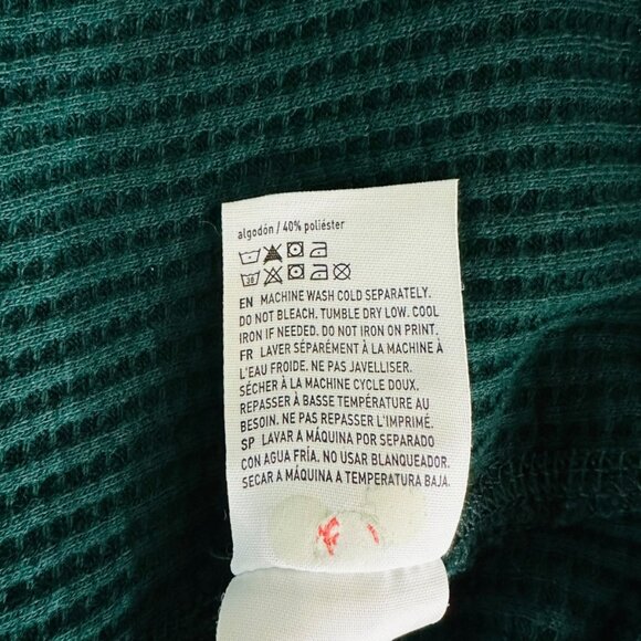 American Eagle Men's Size L Thermal Waffle Knit Green Hoodie Shirt - Picture 6 of 6